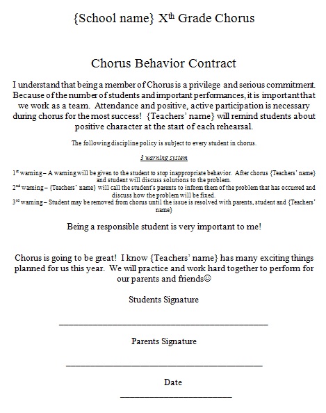 chorus behavior contract template