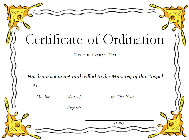 ordination certificate template 1
