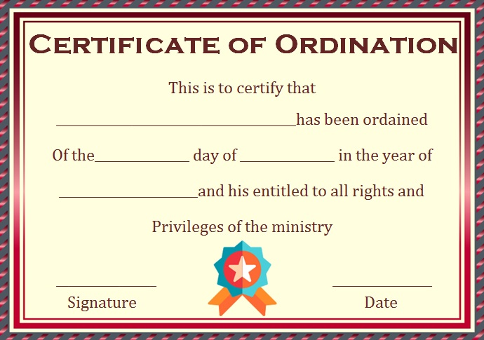 ordination certificate template 13