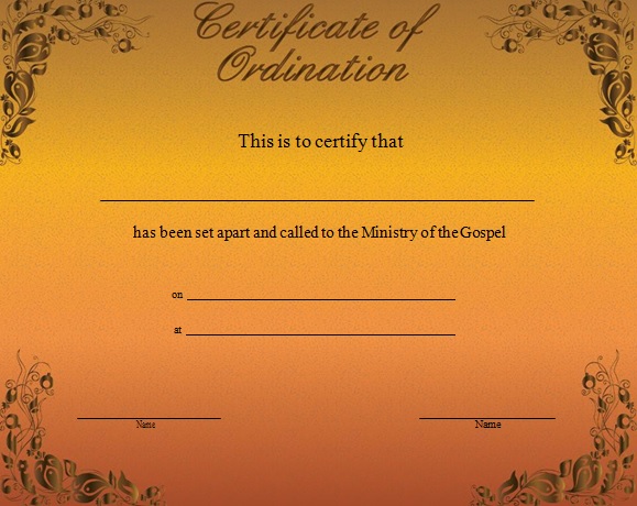ordination certificate template 2