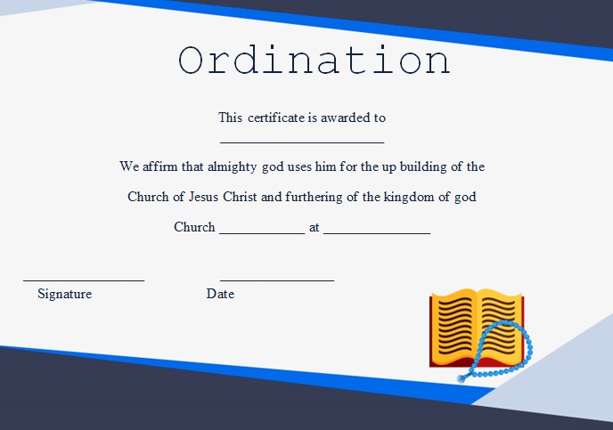 ordination certificate template 22