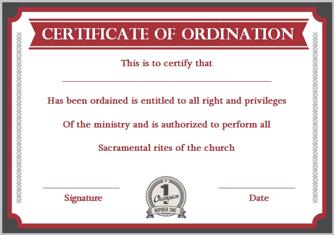 ordination certificate template 23