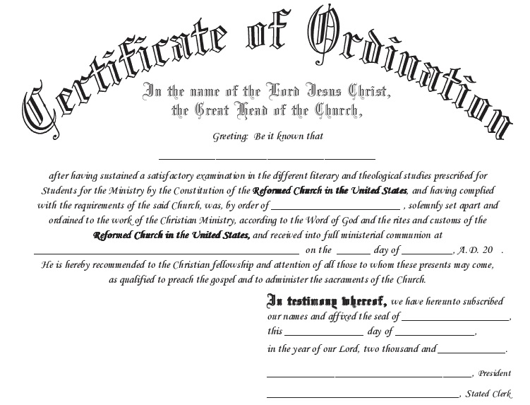 ordination certificate template 25