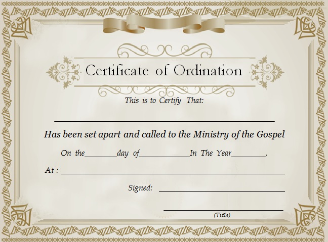 ordination certificate template 3
