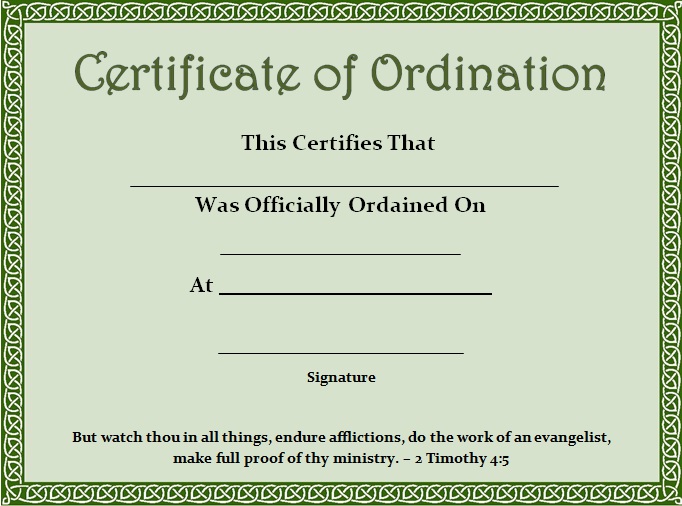 ordination certificate template 5