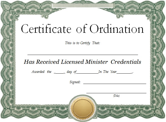 ordination certificate template 7