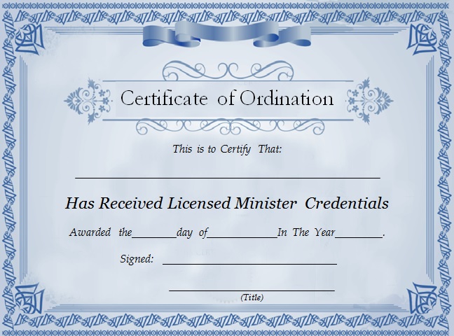 ordination certificate template 8