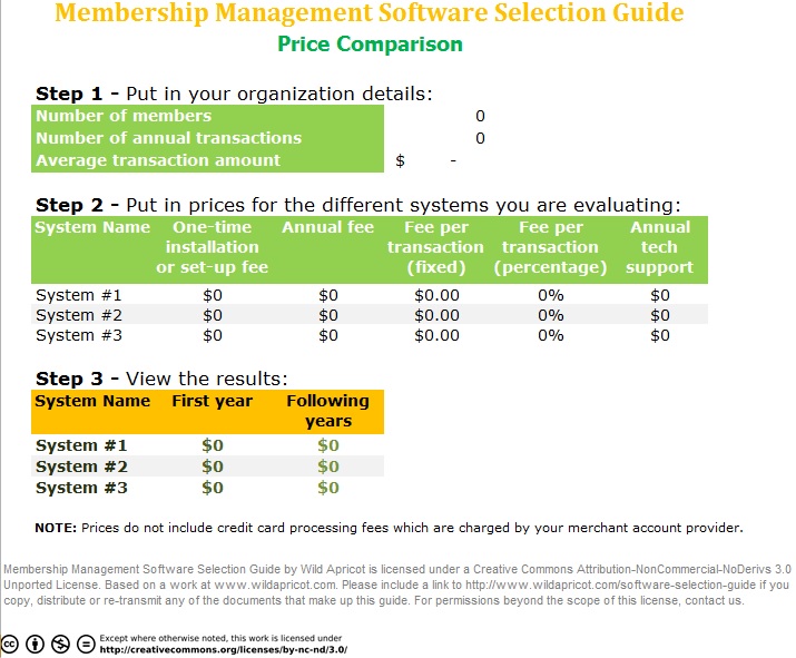 price comparison template 1