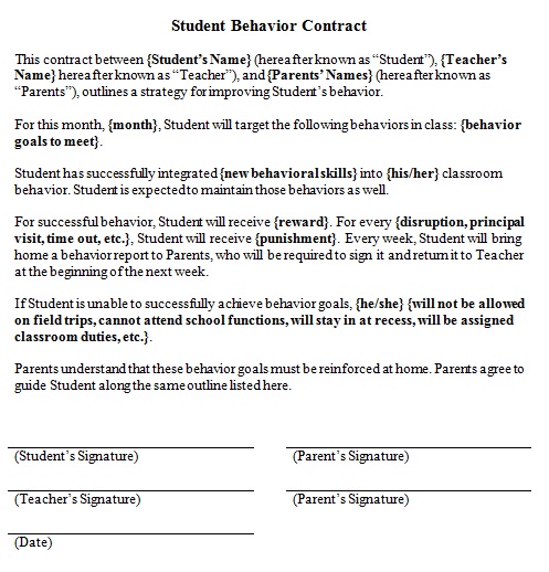 student behavior contract template 3