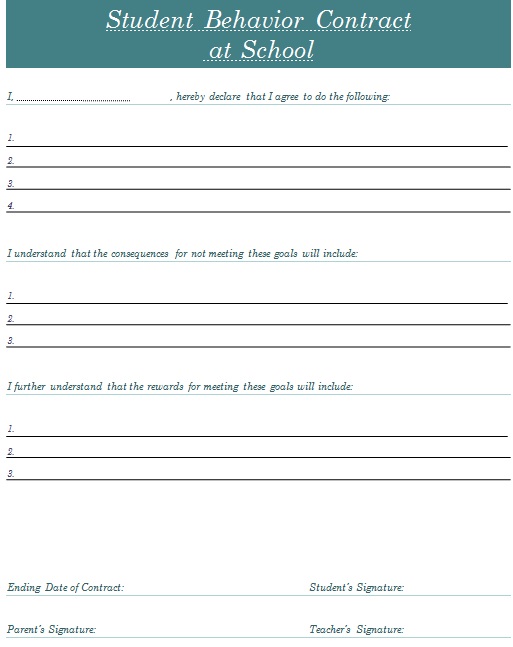 student behavior contract template 4