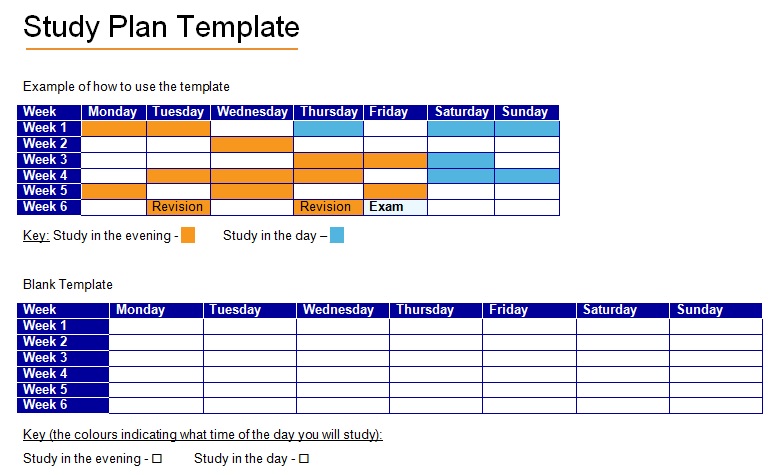 study plan template 10