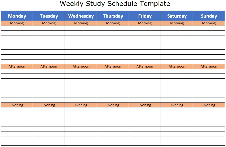 weekly study schedule template