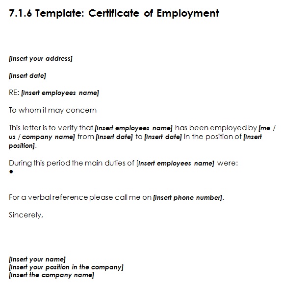 certificate of employment sample 1