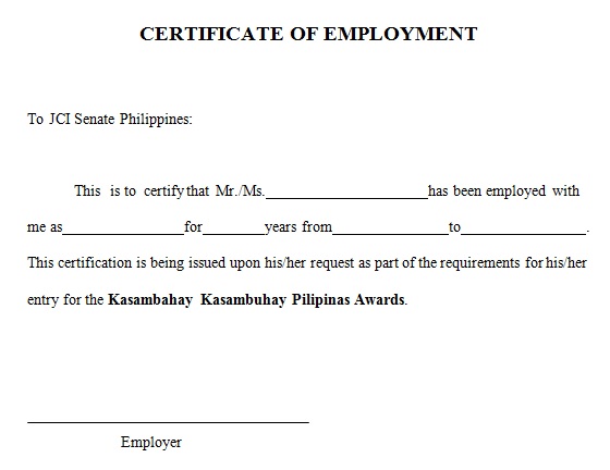 certificate of employment sample 11