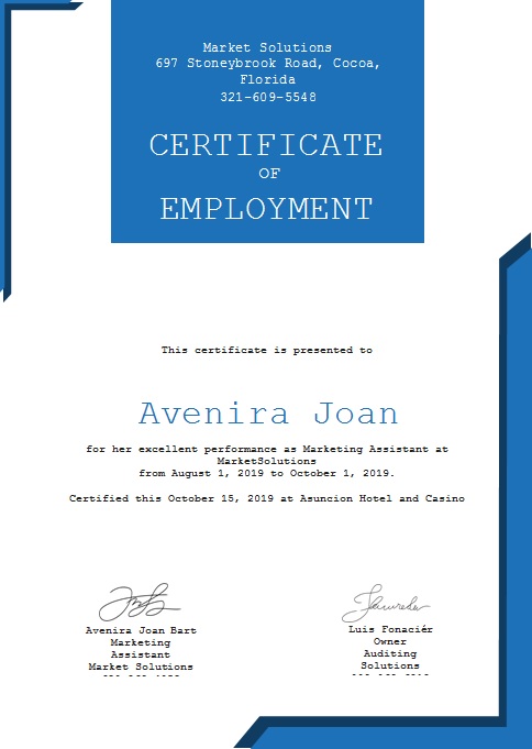 certificate of employment sample 17