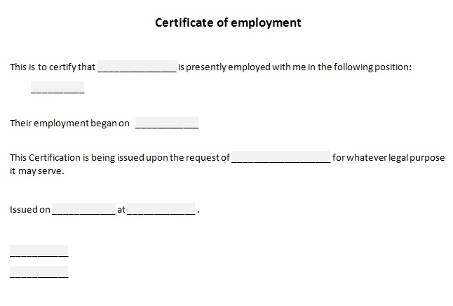 certificate of employment sample 2