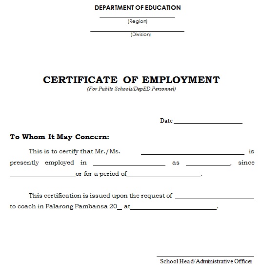 certificate of employment sample 8