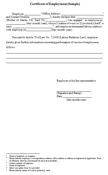 certificate of employment sample 9