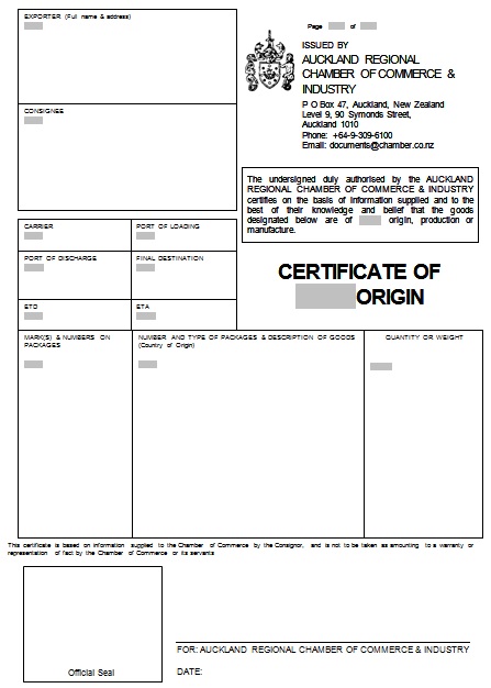 certificate of origin template 7