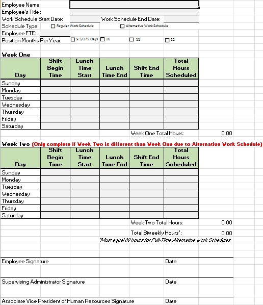 employee schedule template 11