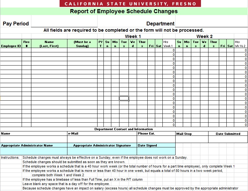 employee schedule template 6