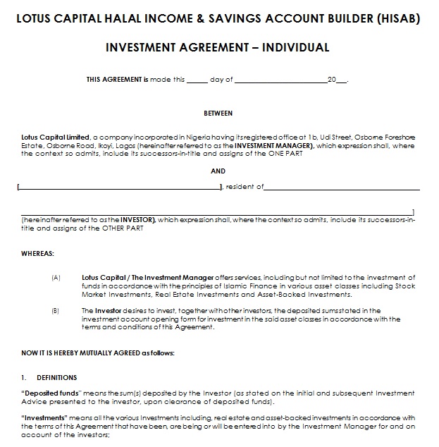 investment agreement template 5