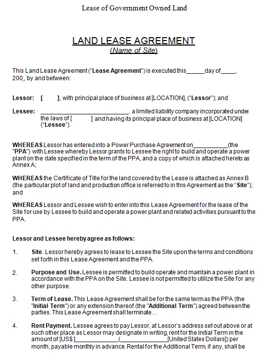 land lease agreement template 3