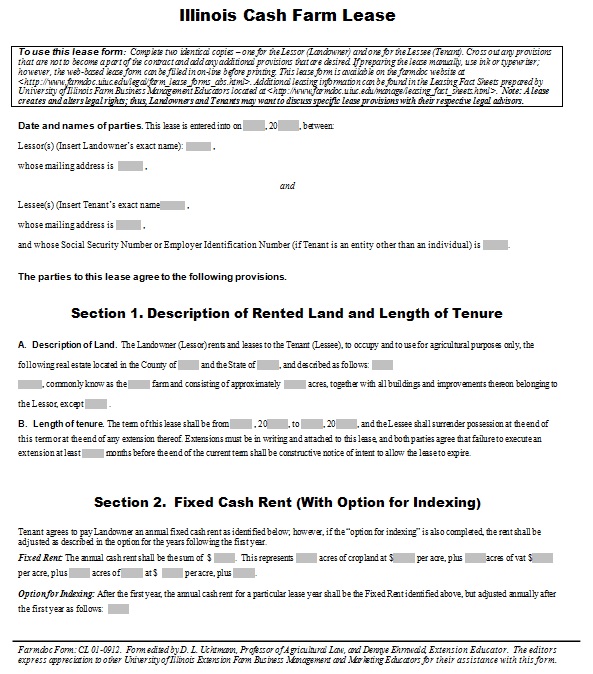land lease agreement template