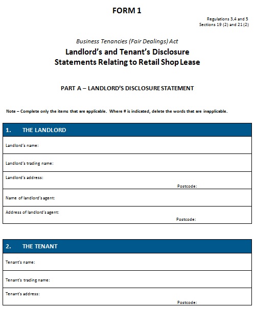 landlord disclosure statement form