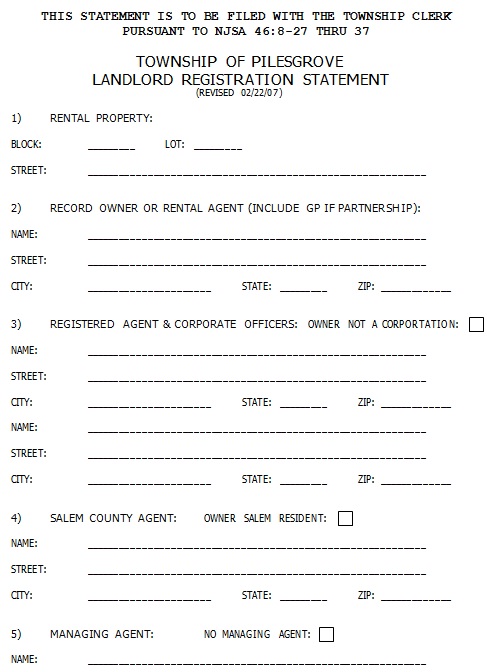 landlord registration statement form