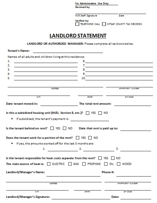 landlord statement form 15