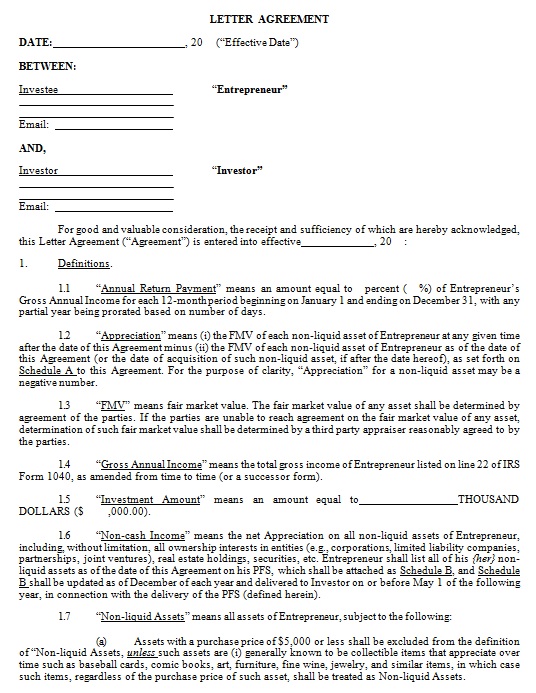 letter agreement template