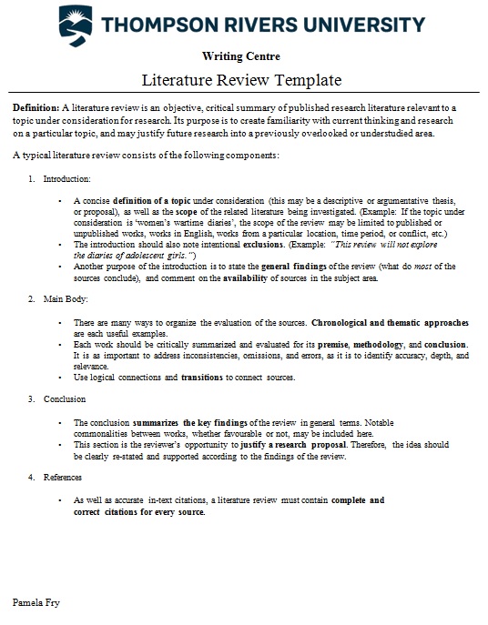 literature review template 1