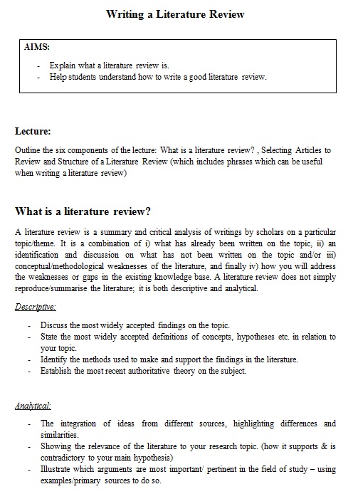 literature review template 21