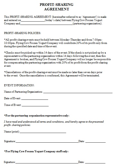 profit sharing agreement template 7