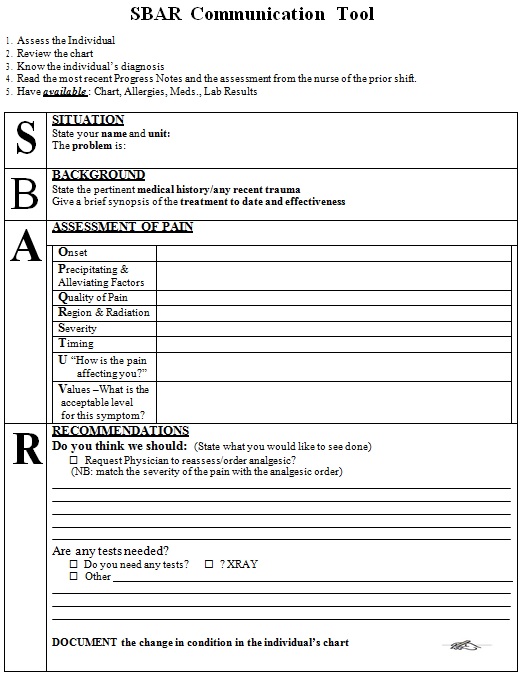 sbar communication tool template 1