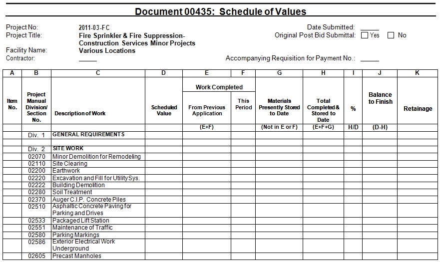 schedule of values template 12