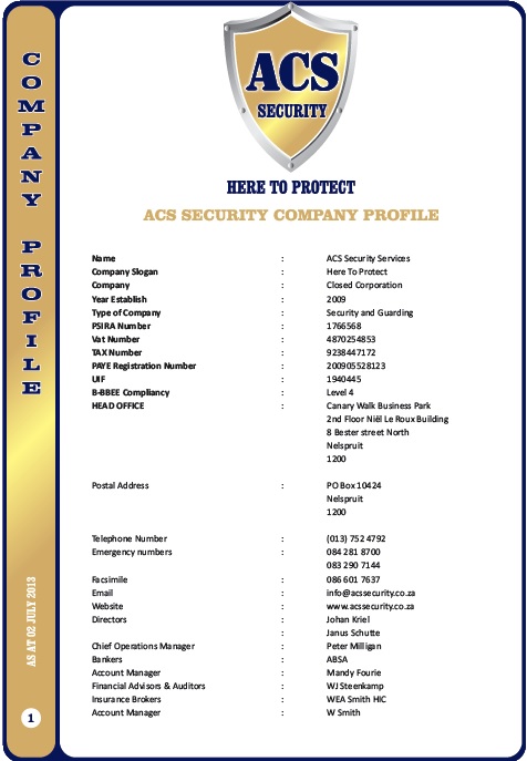 security company profile template