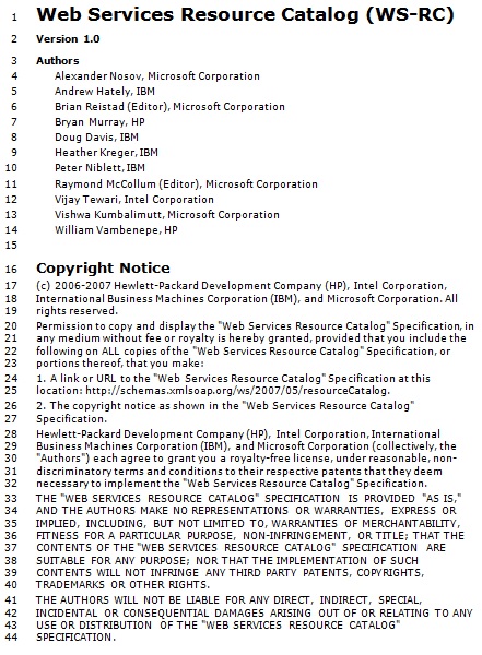 web services catalog template