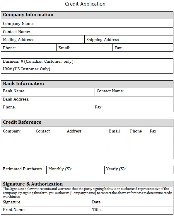 business credit application template 15