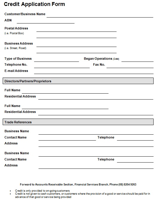 business credit application template 2