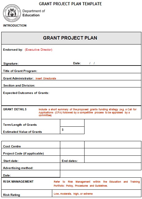 grant project plan template