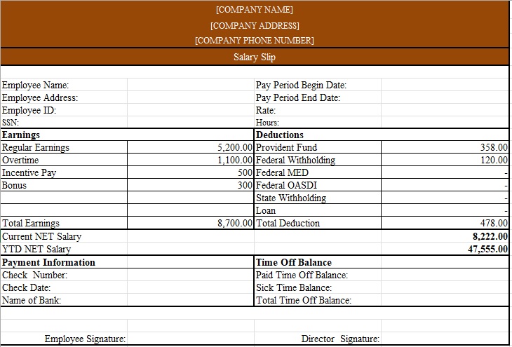 payslip template excel