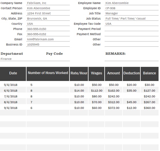 simple payslip template excel free download