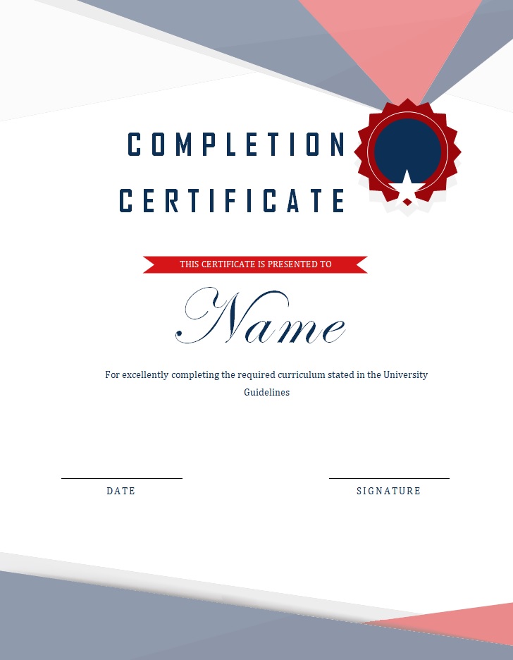 Simple Work Completion Certificate Templates (Word / PDF)